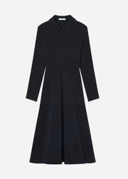 Long Sleeve Shirt Dress in Crepe -  Black - CO Collections
